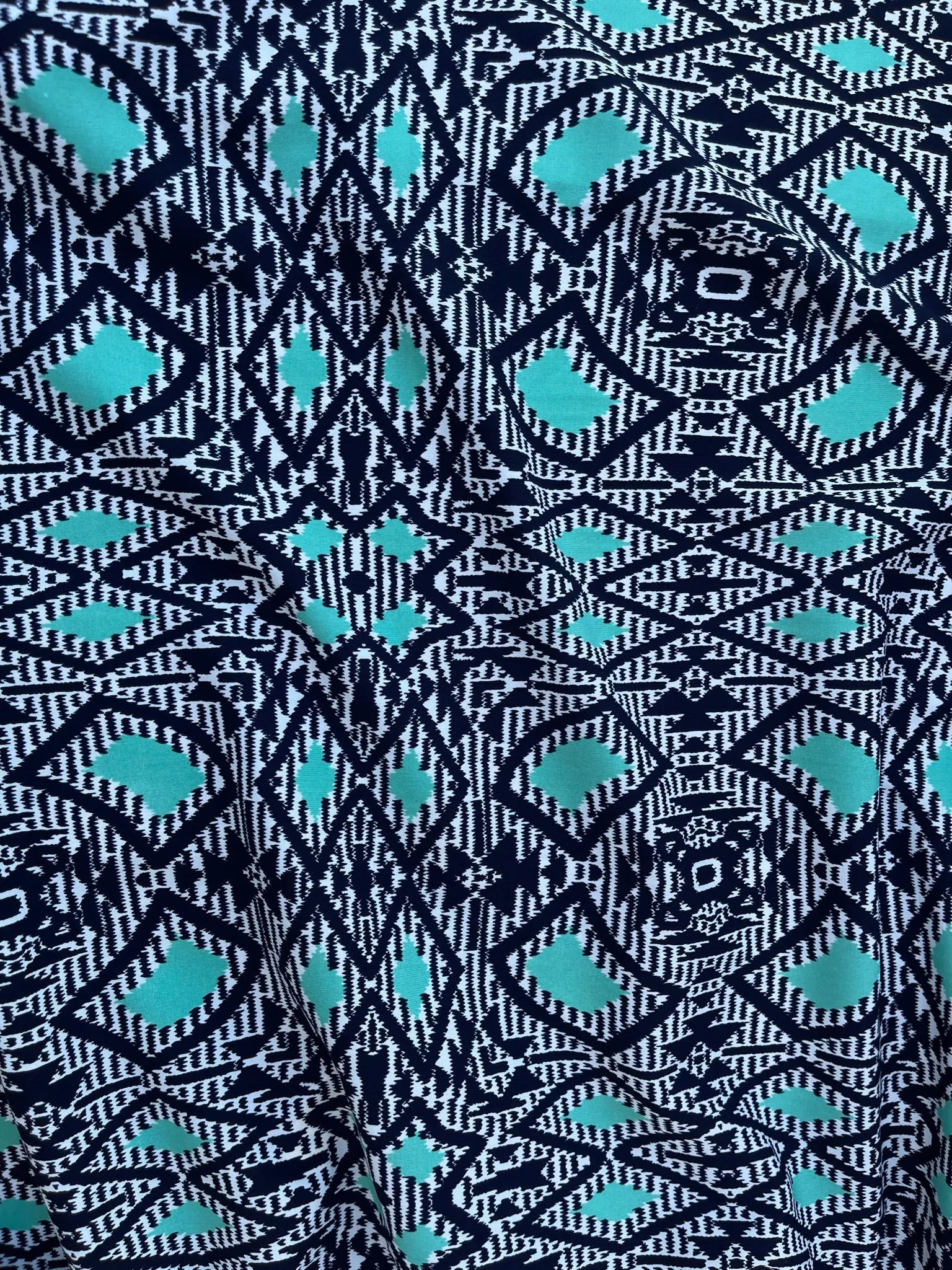 Woolpeach fabric by the yard - navy teal aqua print