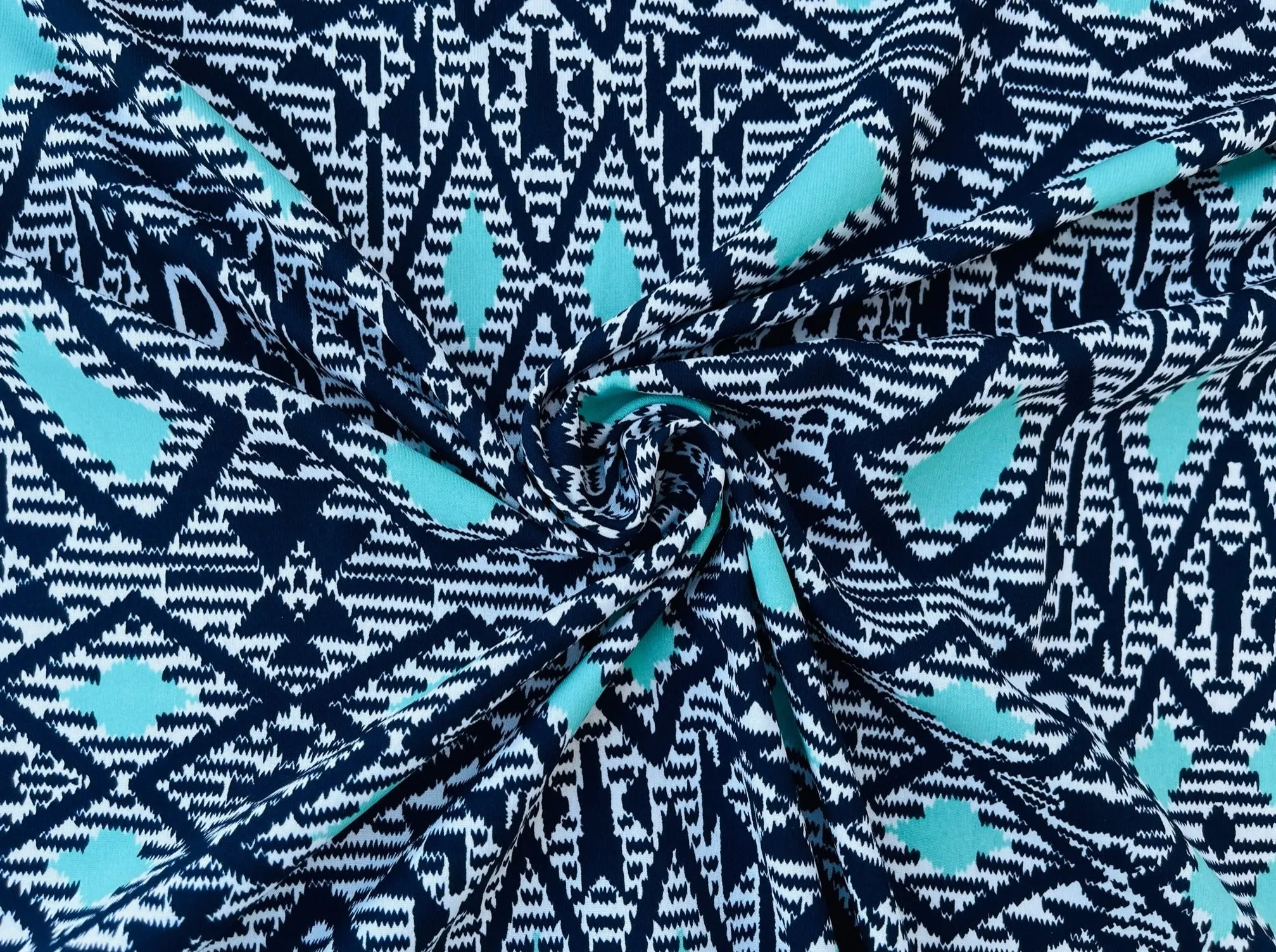 Woolpeach fabric by the yard - navy teal aqua print