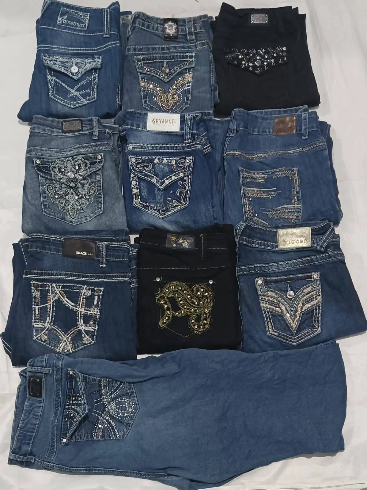 Y2k embroidered ladies flared jeans 20 pieces