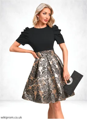 Yuliana Jacquard Scoop Elegant A-line Jacquard Dresses SWKP0022279